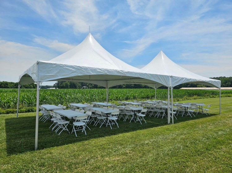 High Peak Frame Tent 20x20 Twin Set up 20x40