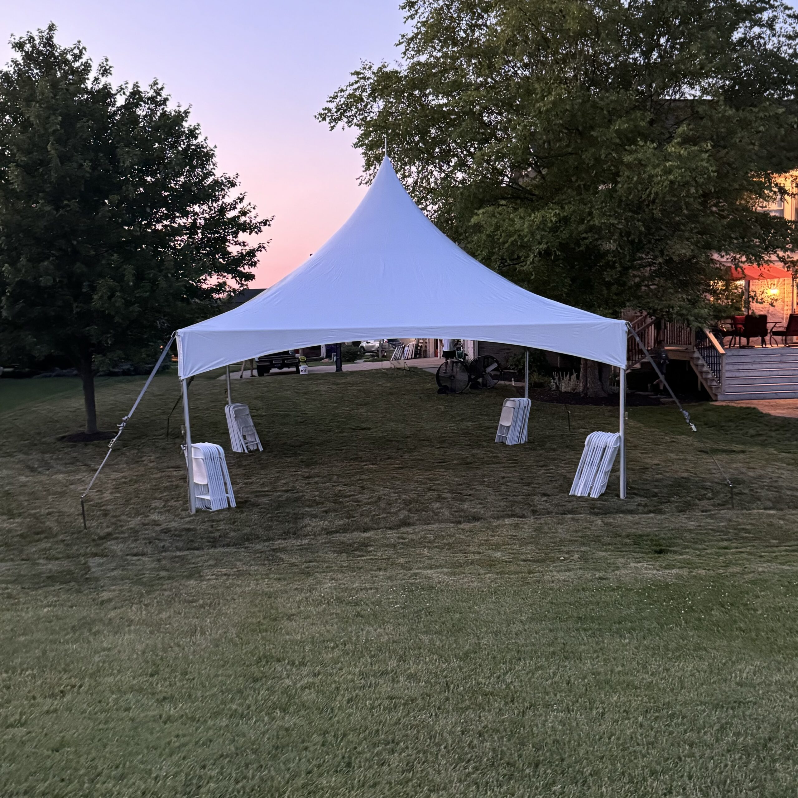 tent rental setup backyard Indiana