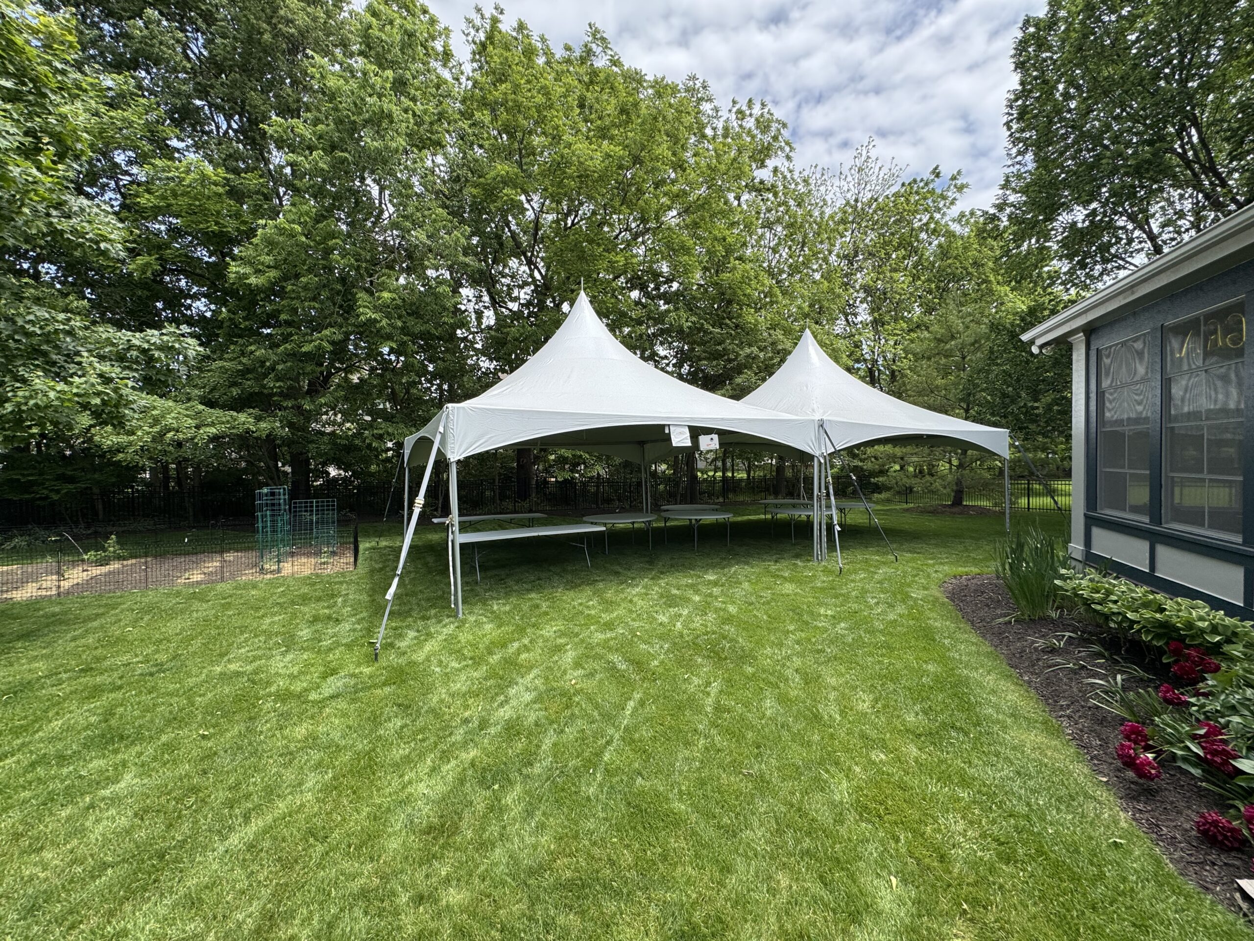 tent rental setup Carmel Indiana backyard event